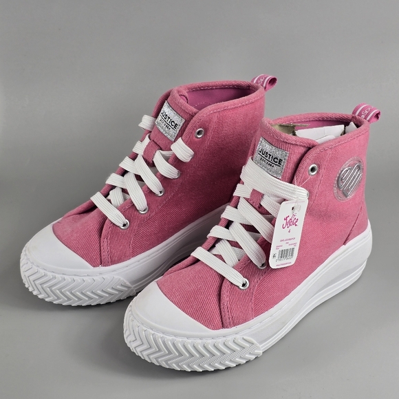 Justice Sport Pink High Top Sneakers Size 4 - Picture 4 of 7